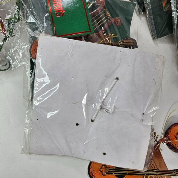 Musical Instrument Christmas Ornaments Set Of 10 Metal Cardinal Bird Lot - Picture 10 of 11